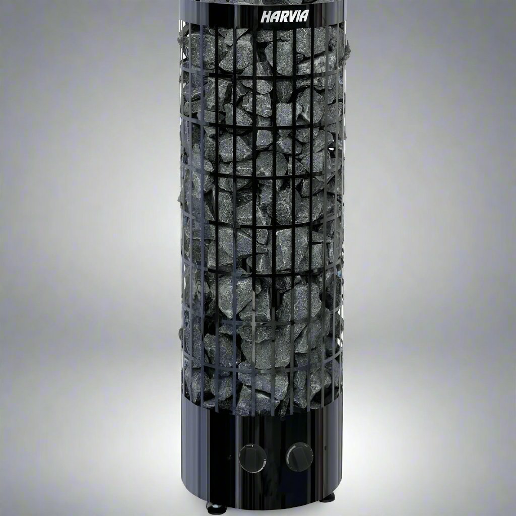 Electric Sauna Heater Harvia Cilindro PC90 9KW Black Steel (HPC900400M) + 4 Boxes Stones 5-10 cm 20 kg (AC3000)